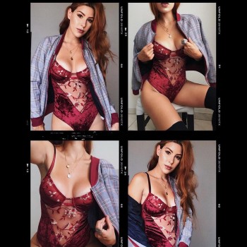Velvet Bodysuit Women Floral Embroidery Overalls for Women Lace Patchwork Sexy Lace 